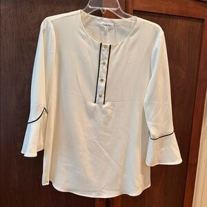 Calvin Klein White Blouse with Black Trim